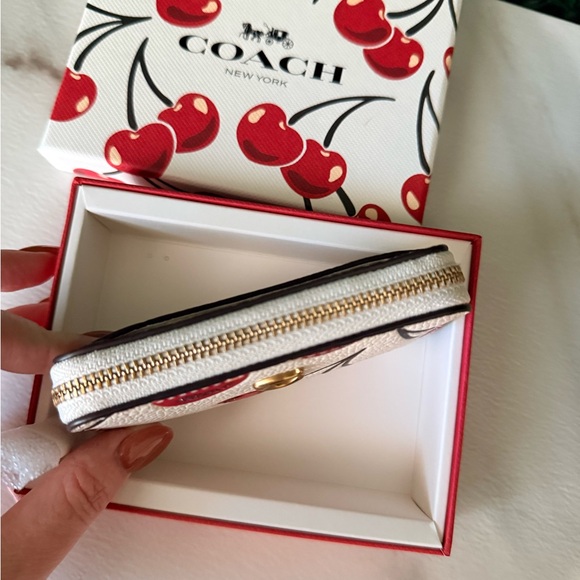 Coach Cherry Print Wallet - White and Red - Picture 2 of 4